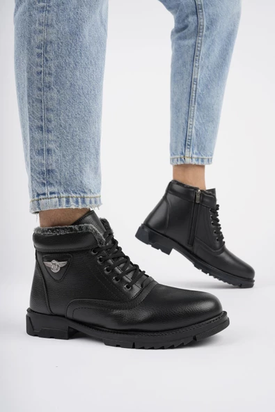 Muggo CAPRİO Garantili Bağcıklı Fermuarlı İçi Kürklü Erkek Kışlık Bot - 3