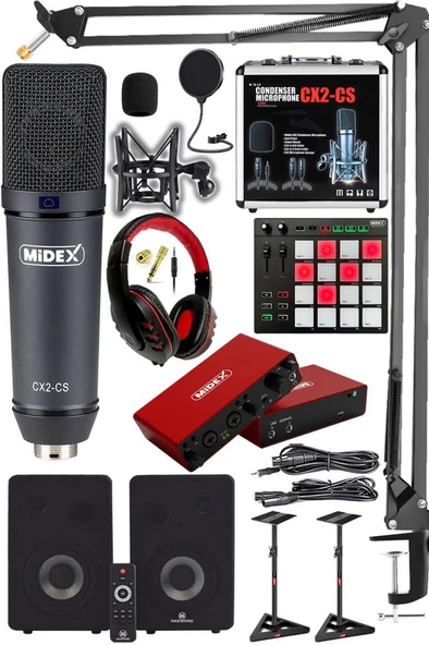 Midex Wizard Paket-5 Stüdyo Ekipmanları Seti (Monitör Mikrofon Ses Kartı Kulaklık Midi Pad Controller) ürün görseli 1