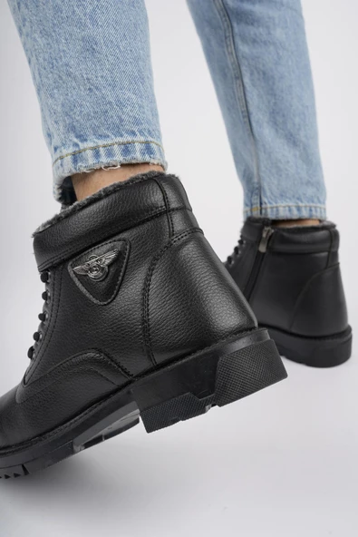 Muggo CAPRİO Garantili Bağcıklı Fermuarlı İçi Kürklü Erkek Kışlık Bot - 4