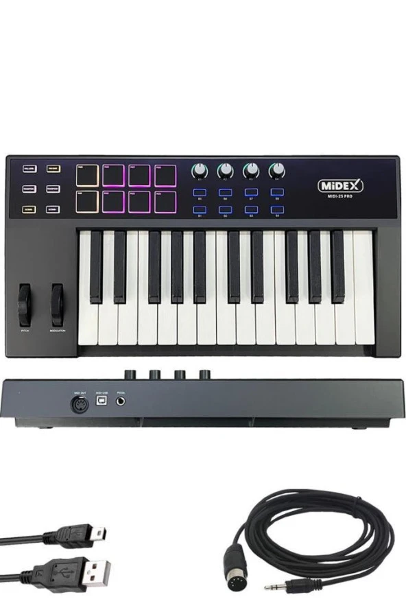 Midex Wizard Paket-6 Stüdyo Ekipmanları Seti (Monitör Mikrofon Ses Kartı Kulaklık Midi Klavye) - Resim 4