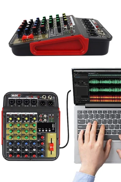 Midex MDX-04FXU Ses Mikseri Stüdyo Kayıt İçin 5 Kanal Ses Kartlı +48V Phantomlu Kayıt Mikseri - Resim 4