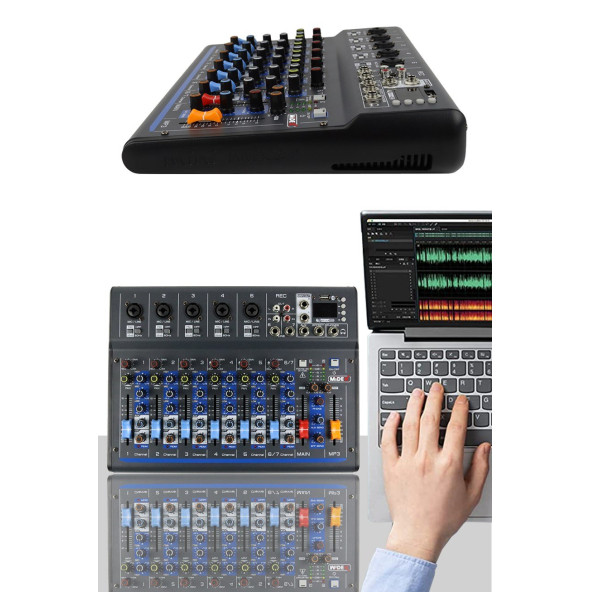 Midex MDX-07FXU 7 Kanal Ses Mikseri Deck Mikser (Kayıt USB Efekt) - 4