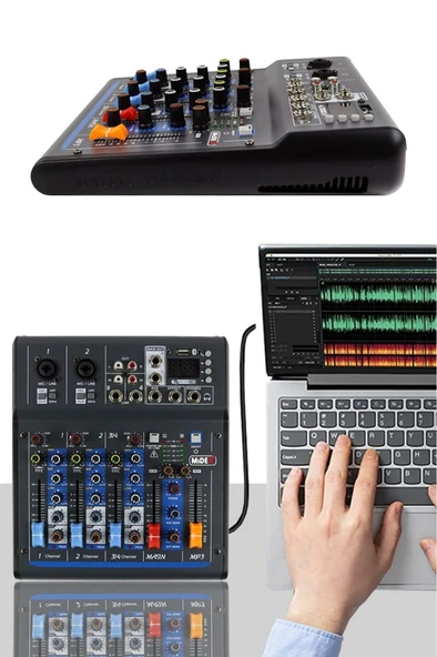 Midex MDX-45S Ses Mikseri Stüdyo Kayıt İçin 4 Kanal Ses Kartlı +48V Phantomlu Kayıt Mikseri - Resim 4