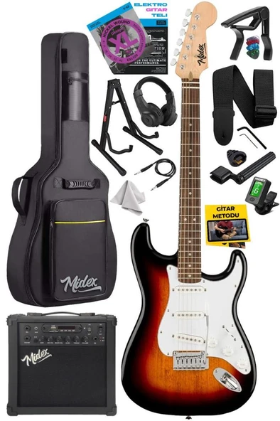 Midex RPH-30SB-25AMP Gül Klavye SSS 25W Amfili Elektro Gitar Seti ürün görseli 1