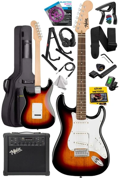 Midex RPH-30SB-25AMP Gül Klavye SSS 25W Amfili Elektro Gitar Seti - Resim 3