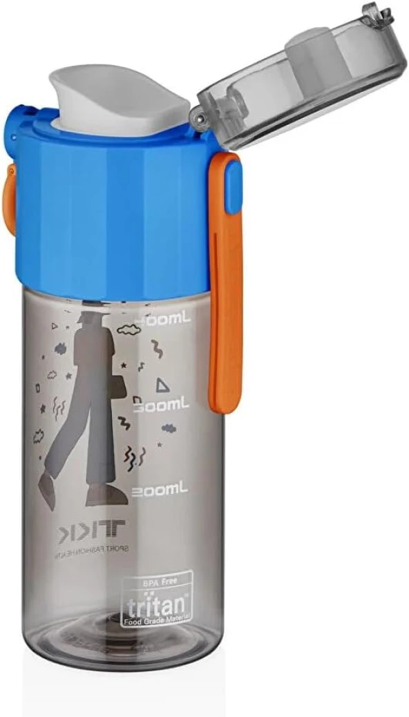 Vagonlife TKK T-1013 500ml Rahat İçim Kilitli Kapaklı Desenli Pipetsiz Süzgeçli Tritan Matara (Mavi) - 2