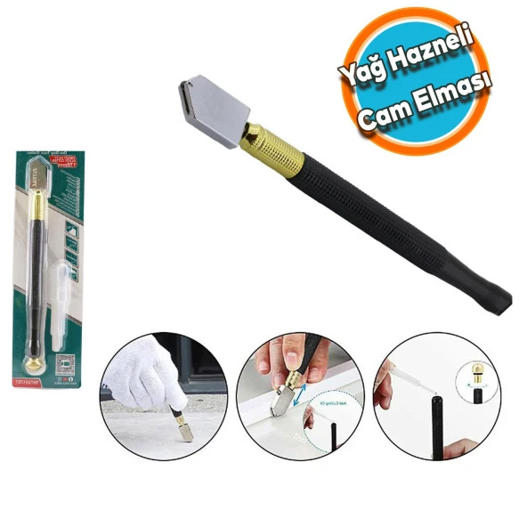 Cam Kesici Elması Yağlı 178 mm Profesyonel Kesici THT561781 Elmas Cam Kesme Tekerleği Camcı Kiti