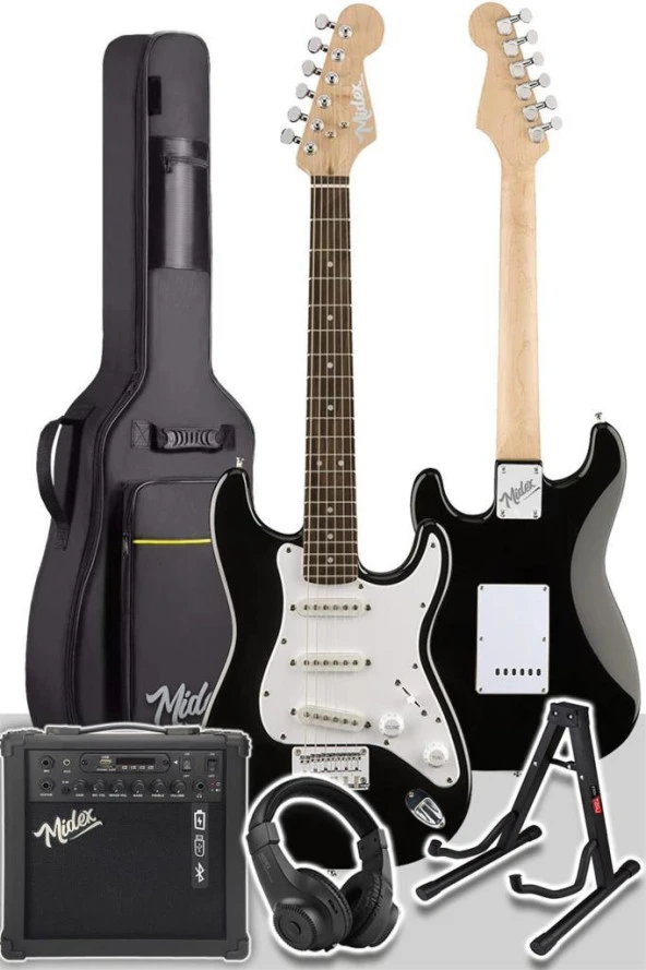 Midex RPH30WBS-AMP Elektro Gitar Seti 25W Şarjlı Amfi Kulaklık Gigbag Bluetooth Usb Full Set - 2