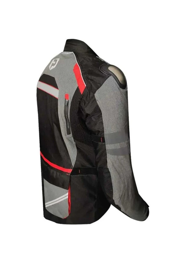 Motosiklet Montu Long 4 Mevsim Full Korumalı Maxdura 600-D Dayanıklı Kumaş Touring Motor Mont red - 2