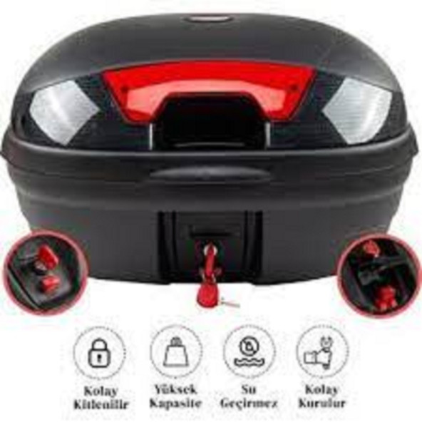 Arwic Motosiklet Arka Çanta Topcase Siyah 46 Lt.
