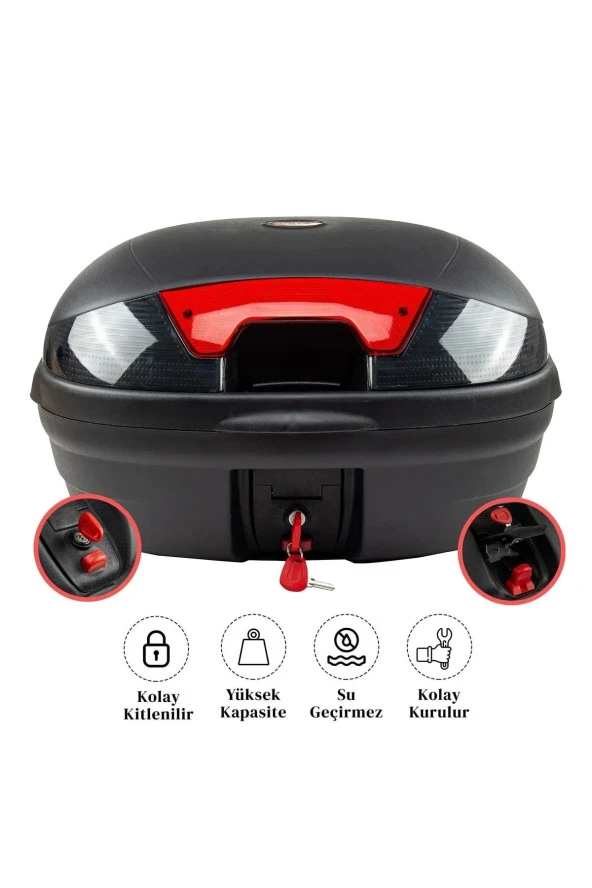 pekars 46 Lt Siyah Motosiklet Arka Çanta Full Aparatlı - 2