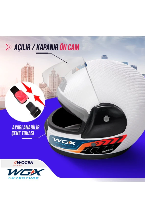 Wgx Carbon Motosiklet Kaskı Beyaz