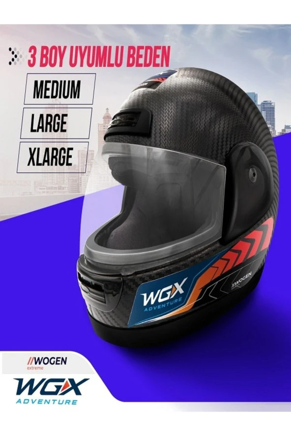 Wgx Carbon Motosiklet Kaskı Siyah