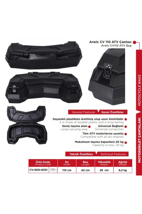 arwic Arwic CV110 Atv Çantası - Resim 2