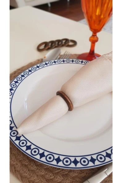 6'lı Kahverengi Vintage Ahşap Halka Peçete Halkası