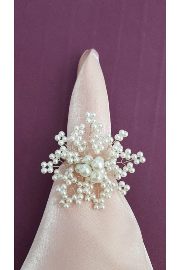 pekars Gümüş Renk Kartanesi Peçete Yüzüğü 6 Adet Peçetelik Çeyizlik Peçete Halkası Çeyizlik Sofra Süsü - Resim 2