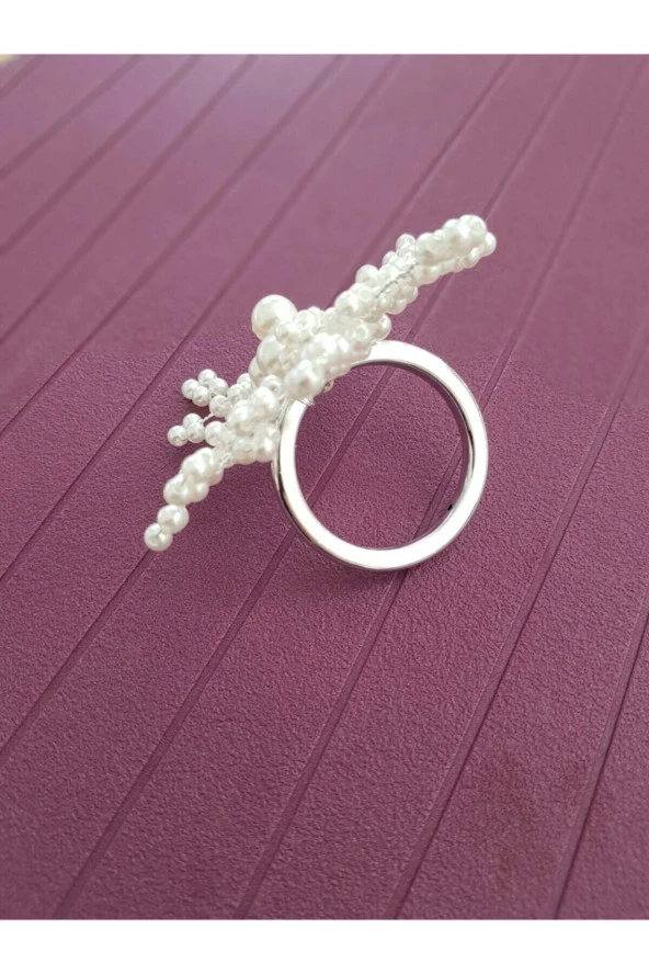 pekars Gümüş Renk 8 Adet Inci Kar Tanesi Peçete Yüzüğü Halkası - Resim 4