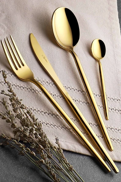 Kalben Amore Titanyum Parlak Gold 36 Parça Çatal Kaşık Bıçak Takımı - 4