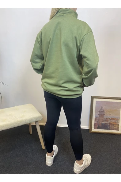 Kadın 3 iplik Yarım Fermuarlı Kanguru Çepli Sweatshırt spr24swk22 - 10