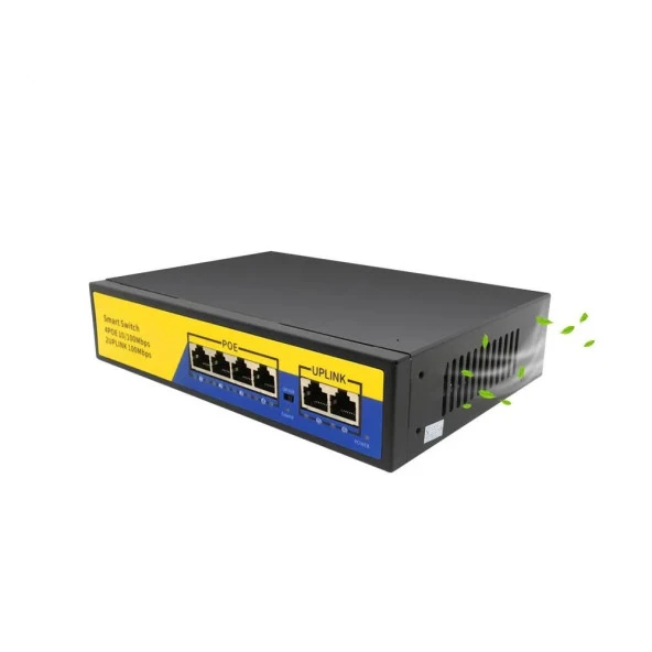 PrimeX PX-1006B 4 Port 10/100M POE Switch, ip Kamera Poe Switch anahtarı-(4 + 2) 100m iletim mesafesi, 4*10/100mbps POE bağlantı noktası,  2*10/100mbps uplink portu - 5