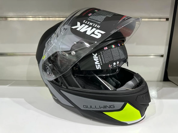 Kask Smk MA264 Gullwing Kresto Çene AçılırMat Sarı/Siyah - Resim 2
