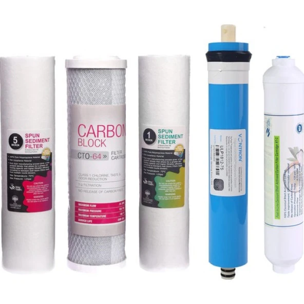 E-Water Su Arıtma Cihazı 5'li Filtre Seti Ekonomik Set Vontron Membranlı