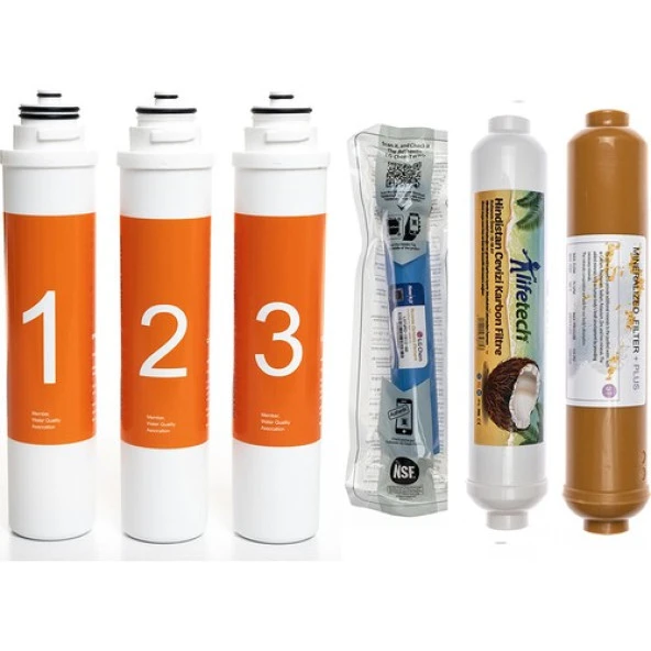 Sulook Waterlife Su Arıtma Cihazı Uyumlu Tak-Çevir 6'lı Filtre Seti, Lg Membranlı