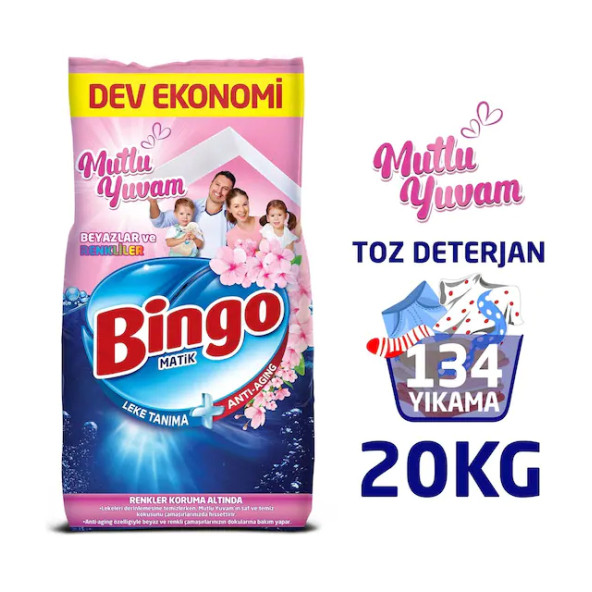 Bingo Matik Mutlu Yuvam Renkliler ve Beyazlar 10 kg 2'li Toz Deterjan