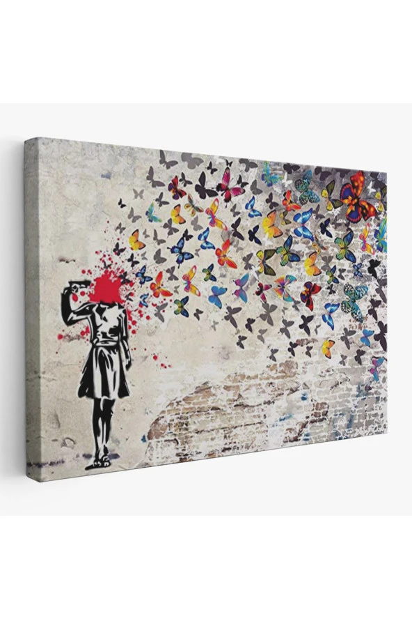 Banksy Kelebek Kanvas Tablo, Kelebek Kız İntihar Tablosu