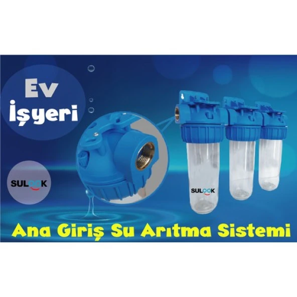 Sulook Bina,daire Şebeke Girişi 10 Inç Tortu,kireç ve Klor Önleyici Üçlü Filtre - Resim 4
