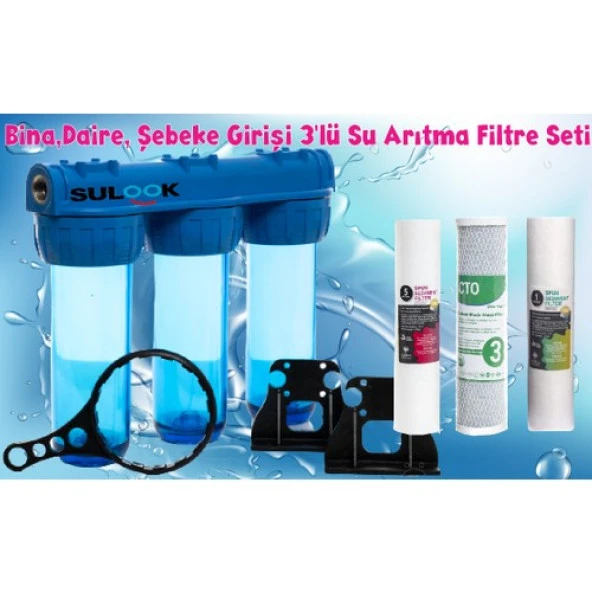 Sulook Şebeke,daire,bina Girişi Su Arıtma Sistemi 3'lü Süper Ekonomik Set ürün görseli