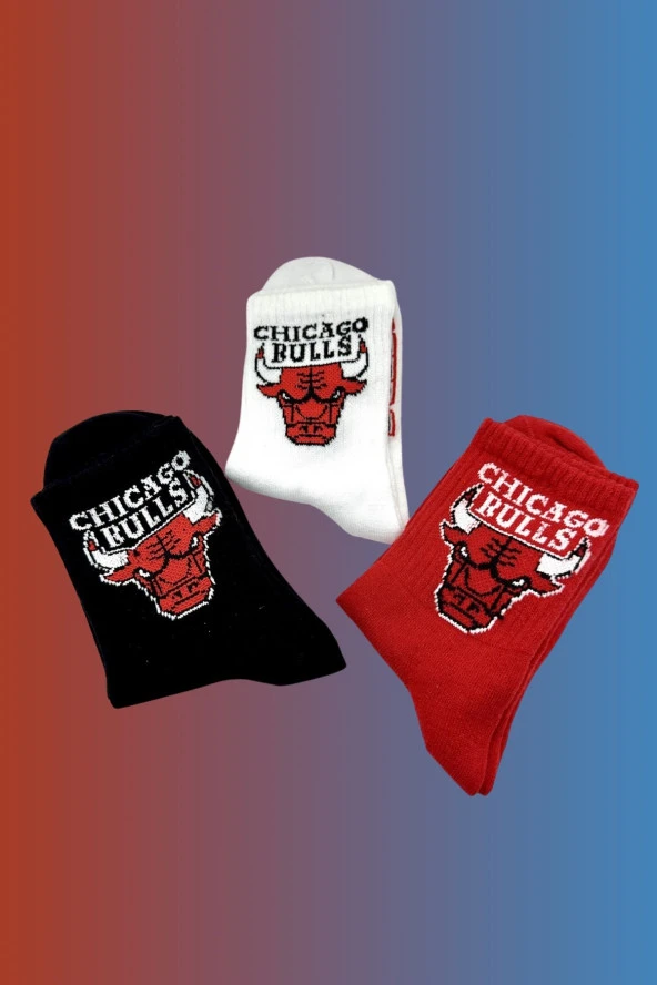 3 Adet Unisex Soket Çorap Chicago Bulls 36-42 Nu.