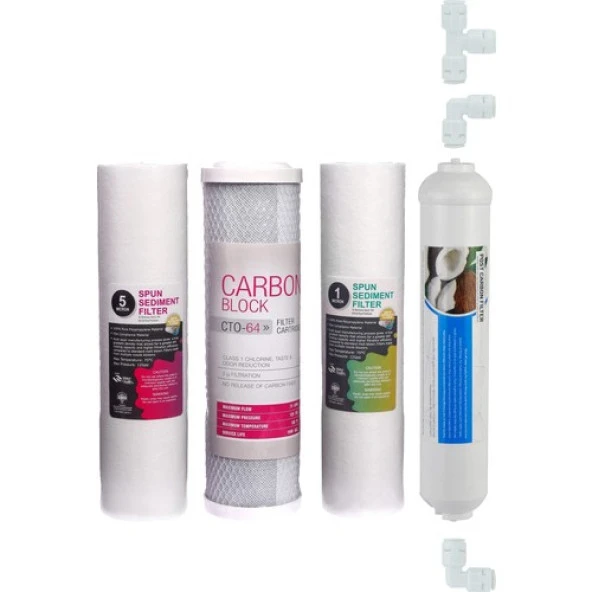 Su Arıtma Cihazı Filtresi 4'lü Set Paket Aşama Membransız