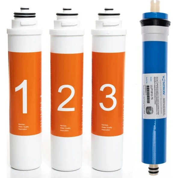 Sulook Waterlife Su Arıtma Cihazı Uyumlu Tak-Çevir 4'lü Filtre Seti, Vontron Membranlı - Resim 2