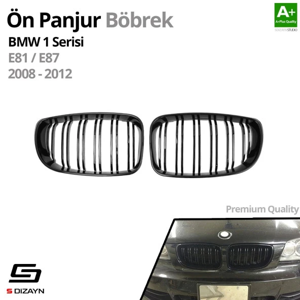 S-Dizayn Bmw 1 Serisi E81/E87 Ön Panjur Böbrek Parlak Siyah Piano Black M1 Model 2008-2012 - Resim 2