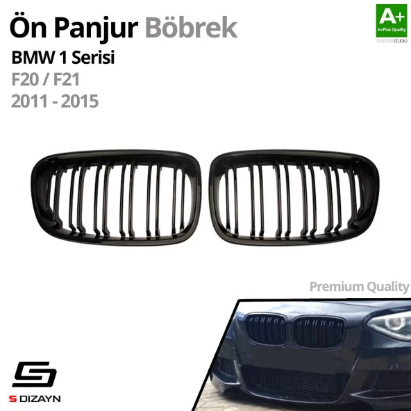 S-Dizayn Bmw 1 Serisi F20/F21 Ön Panjur Böbrek Parlak Siyah Piano Black M1 Model 2011-2015 - Resim 2