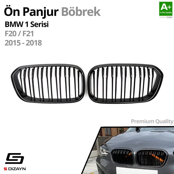 S-Dizayn Bmw 1 Serisi F20/F21 Ön Panjur Böbrek Parlak Siyah Piano Black M1 Model 2015-2019 - Resim 2