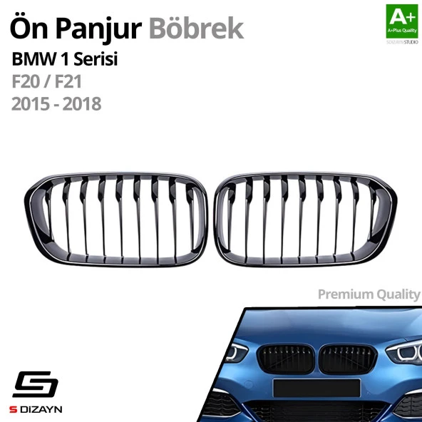 S-Dizayn Bmw 1 Serisi F20/F21 Ön Panjur Böbrek Parlak Siyah Piano Black Düz Model 2015-2019 - Resim 2