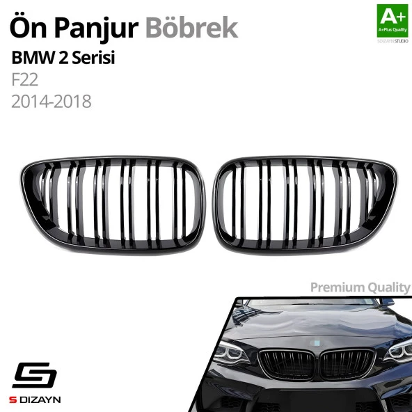 S-Dizayn Bmw 2 Serisi F22 Ön Panjur Böbrek Parlak Siyah Piano Black M2 Model 2014-2017 - Resim 2