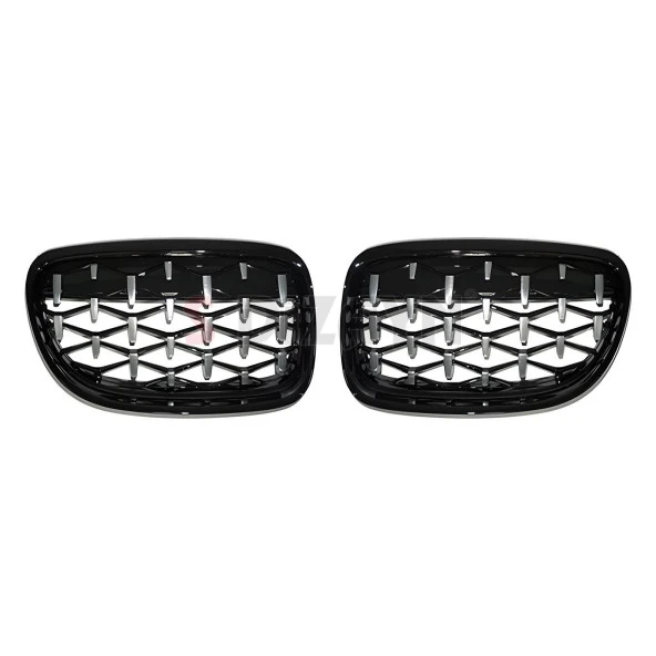 S-Dizayn Bmw 3 Serisi E90/E91 Ön Panjur Böbrek Parlak Siyah Çerçeveli Krom Diamond Model 2009-2012 - Resim 3