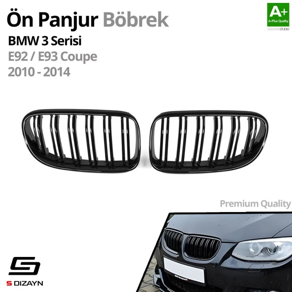 S-Dizayn Bmw 3 Serisi Coupe E92/E93 Coupe Ön Panjur Böbrek Parlak Siyah Piano Black M3 Model 2010-2014 - Resim 2