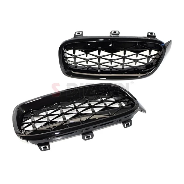 S-Dizayn Bmw 3 Serisi F30/F31/F35 Ön Panjur Böbrek Parlak Siyah Piano Black Diamond Model 2012-2017 - Resim 4