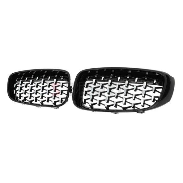 S-Dizayn Bmw 3 Serisi GT F34 GT Ön Panjur Böbrek Parlak Siyah Çerçeveli Krom Diamond Model 2012-2017 - 4