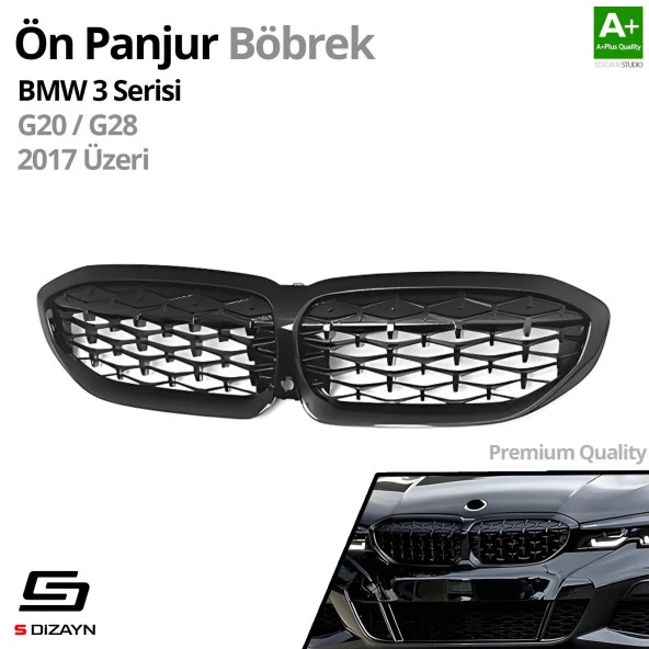 S-Dizayn Bmw 3 Serisi G20/G28 Ön Panjur Böbrek Parlak Siyah Piano Black Diamond Model 2017 Üzeri - 2