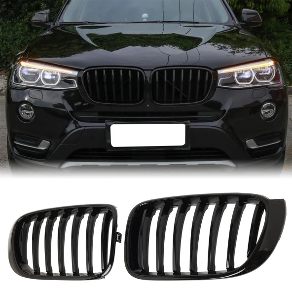 S-Dizayn Bmw X3-X4 F25/F26 Ön Panjur Böbrek Parlak Siyah Piano Black Düz Model 2014-2017