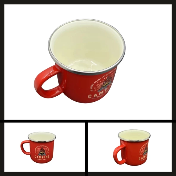 Uyguna-Yakala Kırmızı Out-1900 Orcamp Retro Emaye Kupa Bardak Adventure-MLZ.260 - 2