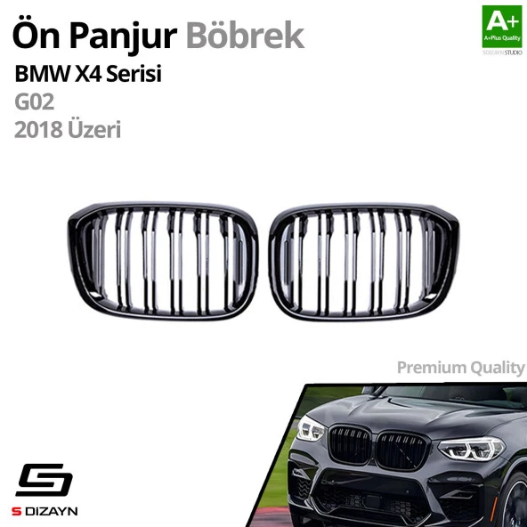 S-Dizayn Bmw X4 G02 Ön Panjur Böbrek Parlak Siyah Piano Black M X4 Model 2018 Üzeri - Resim 2