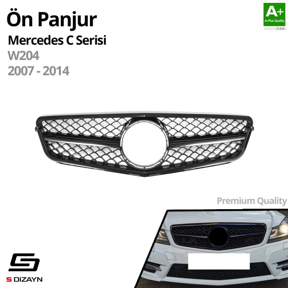 S-Dizayn Mercedes C-Class W204 Ön Panjur Parlak Siyah Piano Black AMG Model 2007-2014 - 2