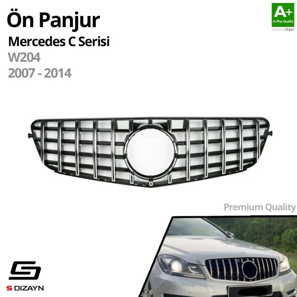 S-Dizayn Mercedes C-ClassW204 Ön Panjur Parlak Siyah Çerçeveli Krom AMG Model 2007-2014 - 2
