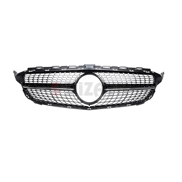 S-Dizayn Mercedes C-Class W205 Ön Panjur Parlak Siyah Piano Black Diamond Model 2015-2018 - 3